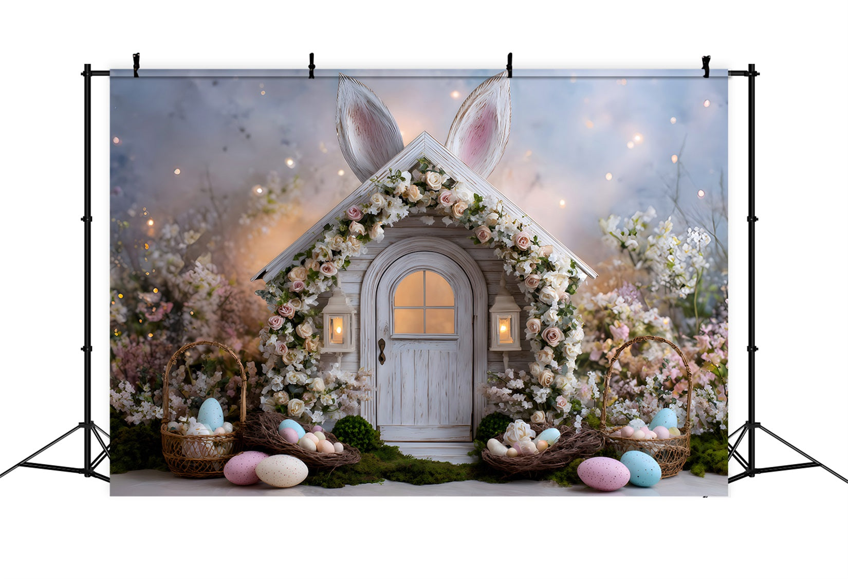 Fond Studio Pâques Lapin Floral Nids Œufs Par Magali