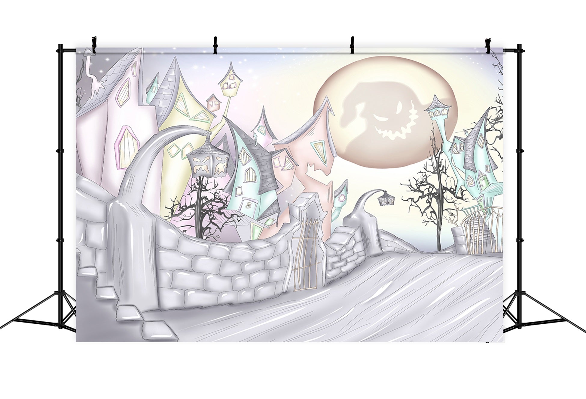 Toile de fond Photo Nouveau-né Village Hanté Lune Tordue Par Magali