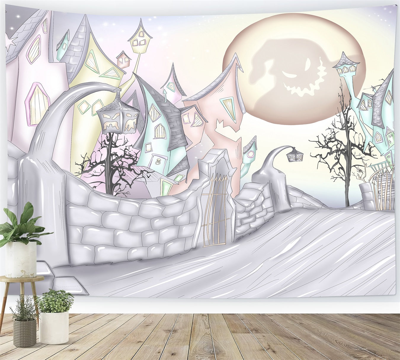 Toile de fond Photo Nouveau-né Village Hanté Lune Tordue Par Magali