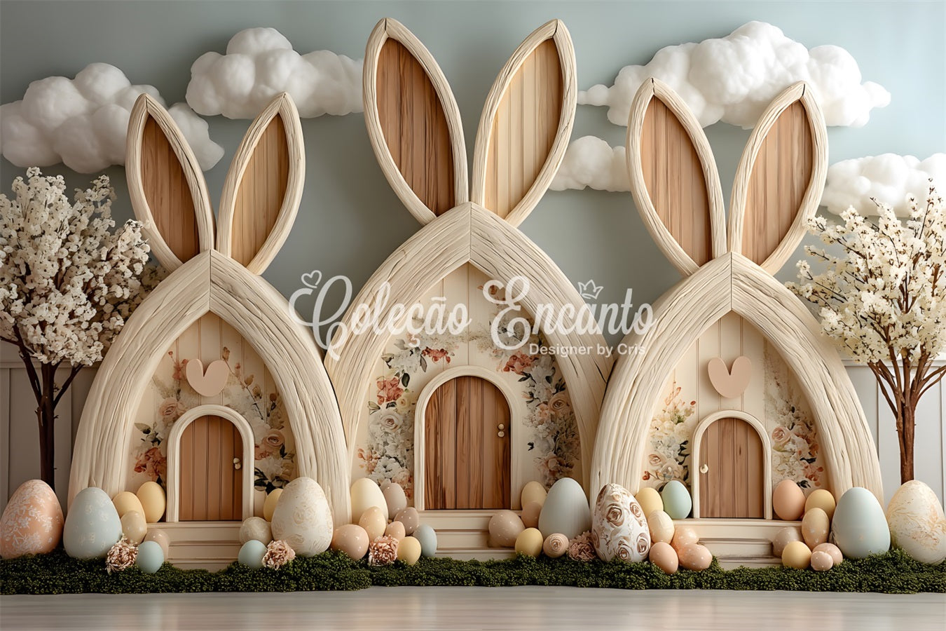 Fond Photo Pâques Présentation Village Cottage Lapin Pastel Par Magali