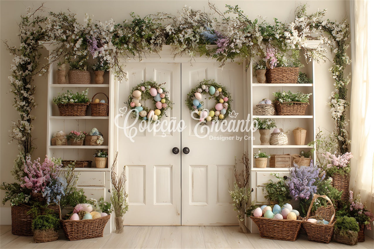 Toile de fond Pâques Armoire Œufs Couronnes Par Magali