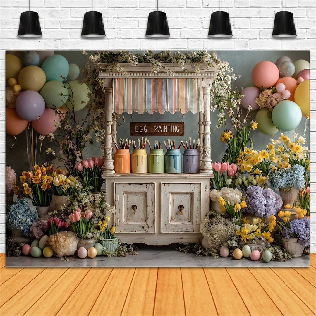 Fond Photo Pâques Stand Peinture Œufs Ballons Pastel Par Magali