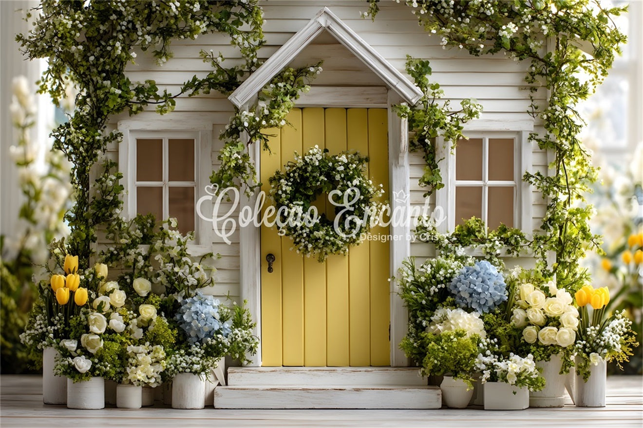 Fond Studio Pâques Charmante Porte Jaune Jardin Fleuri Par Magali