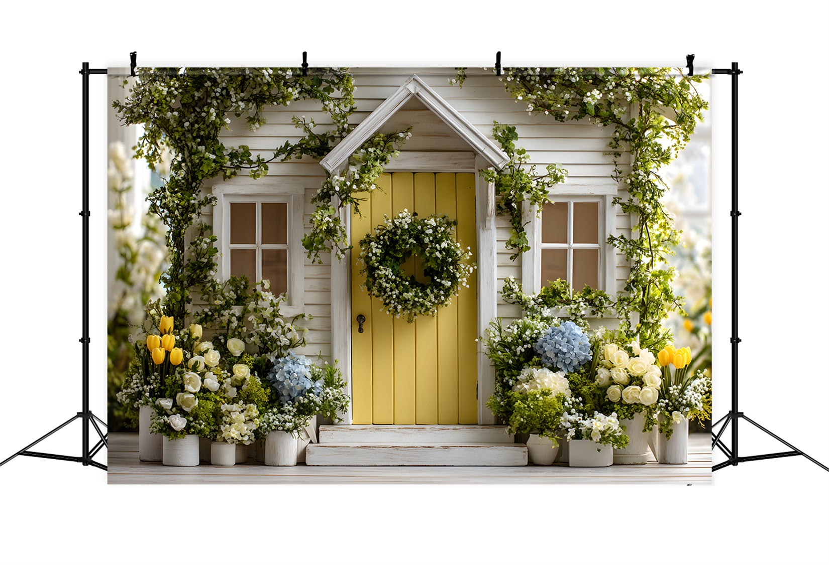 Fond Studio Pâques Charmante Porte Jaune Jardin Fleuri Par Magali