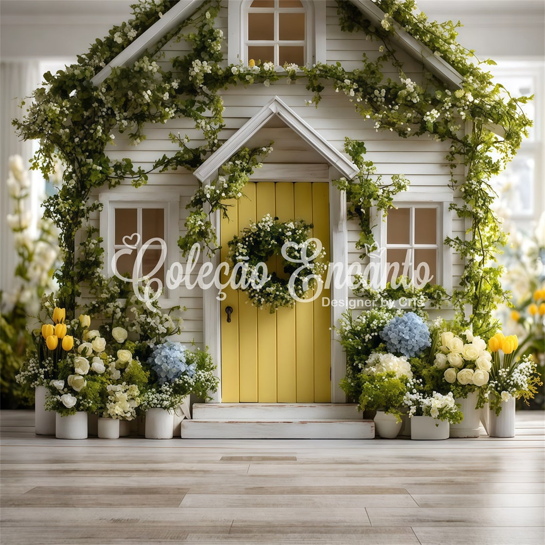 Fond Studio Pâques Charmante Porte Jaune Jardin Fleuri Par Magali
