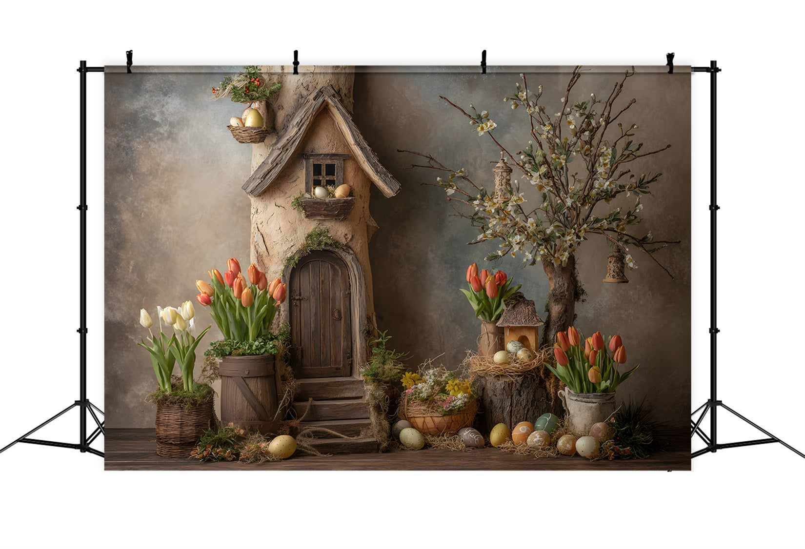 Fond Photo Pâques Cottage Rustique Nid Fleuri Par Magali