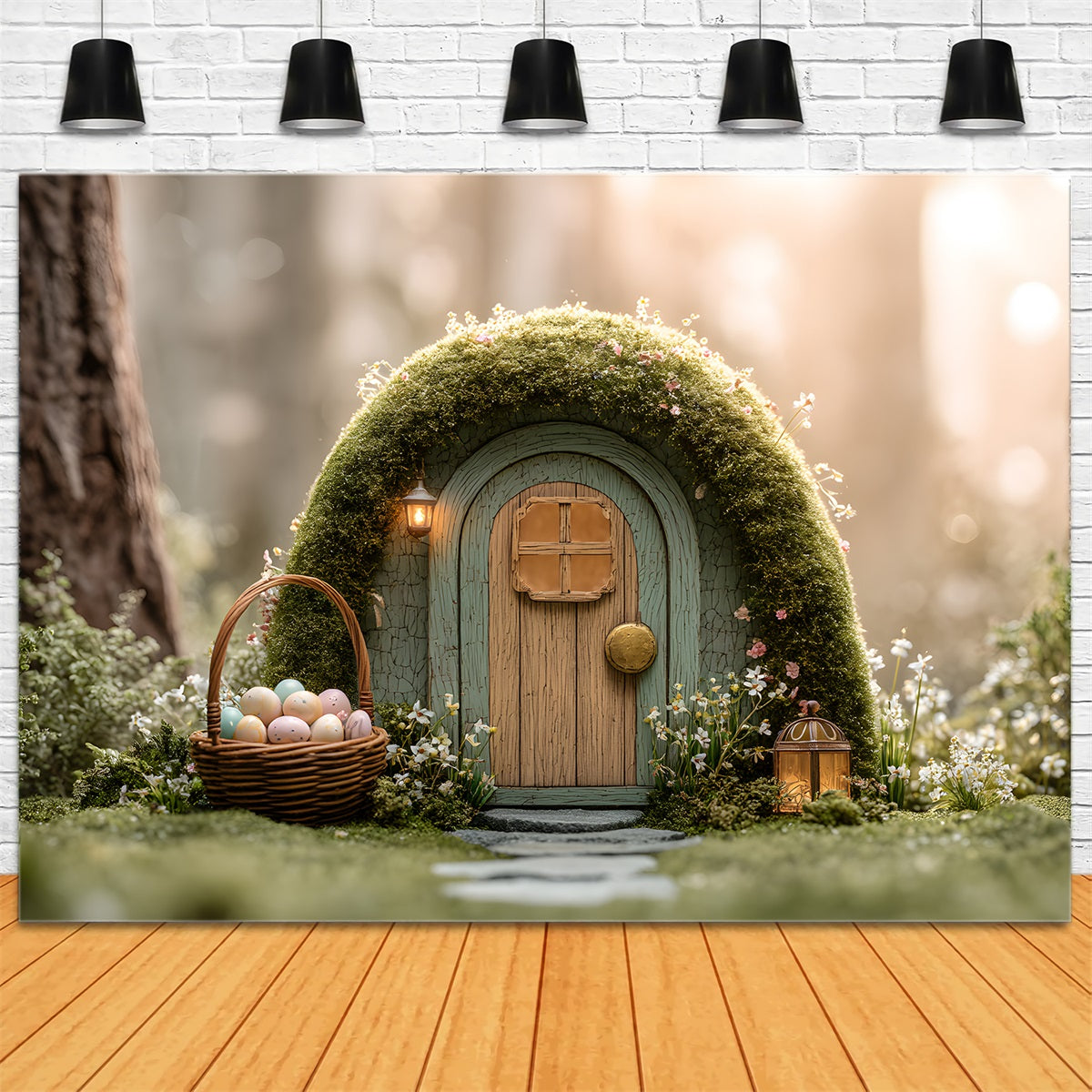 Fond Studio Pâques Cottage Fée Forêt Dorée Mousse Par Magali