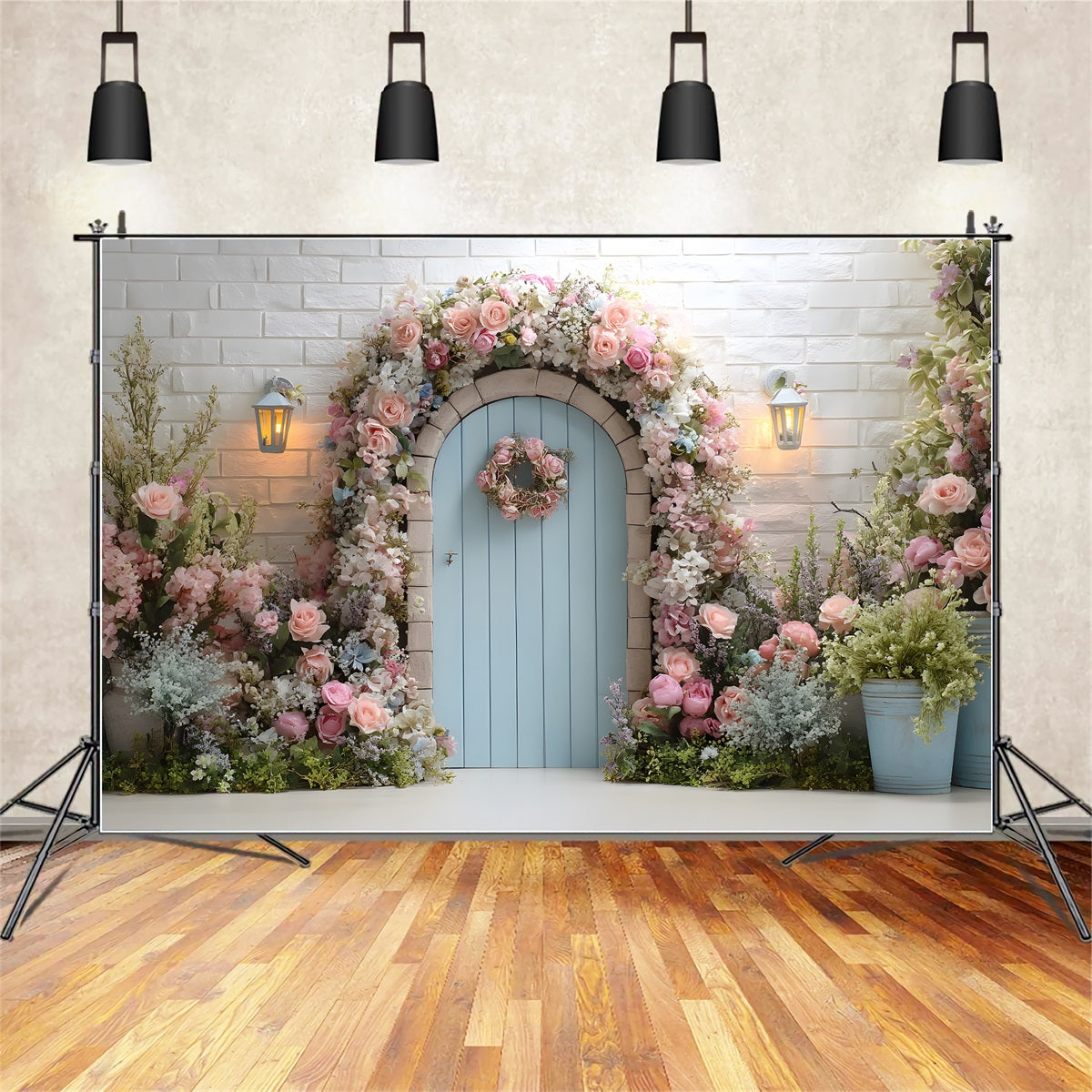 Fond Photo Pâques Arche Florale Porte Bleue Par Magali