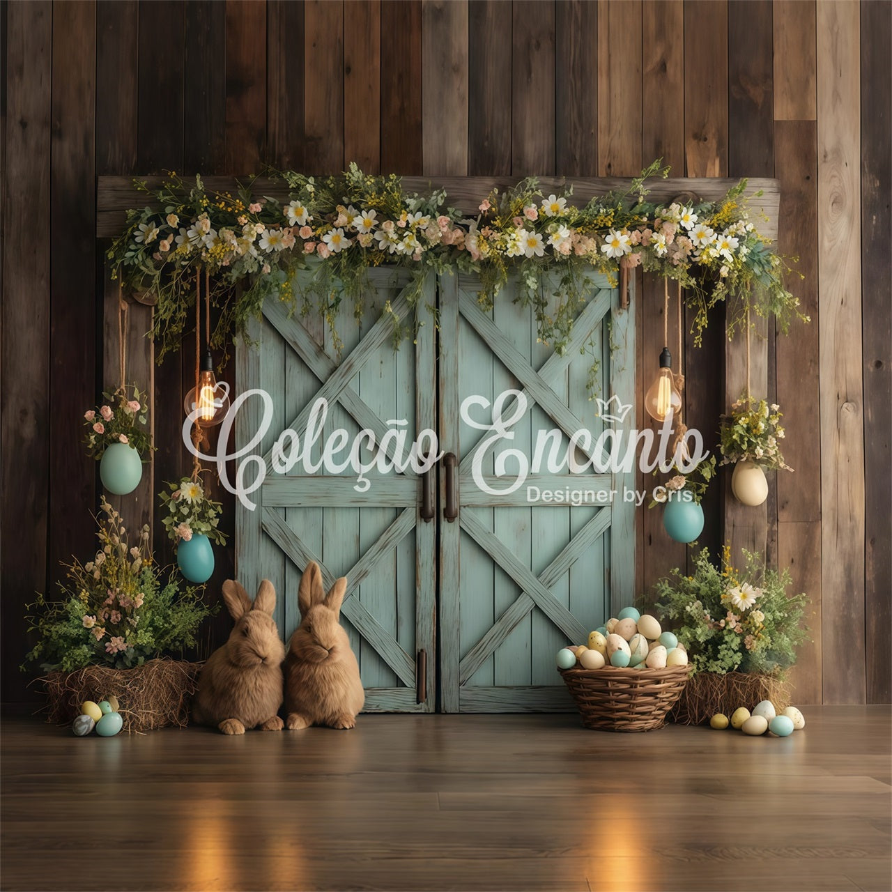 Fond Photo Pâques Porte Lapin Florale Œufs Par Magali