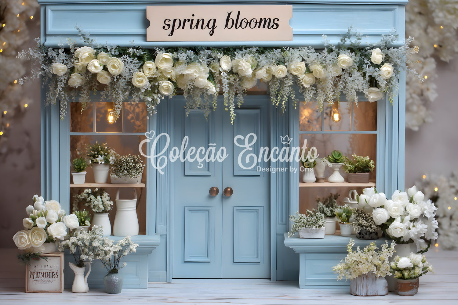 Fond Studio Pâques Boutique Floraison Printemps Bleue Par Magali