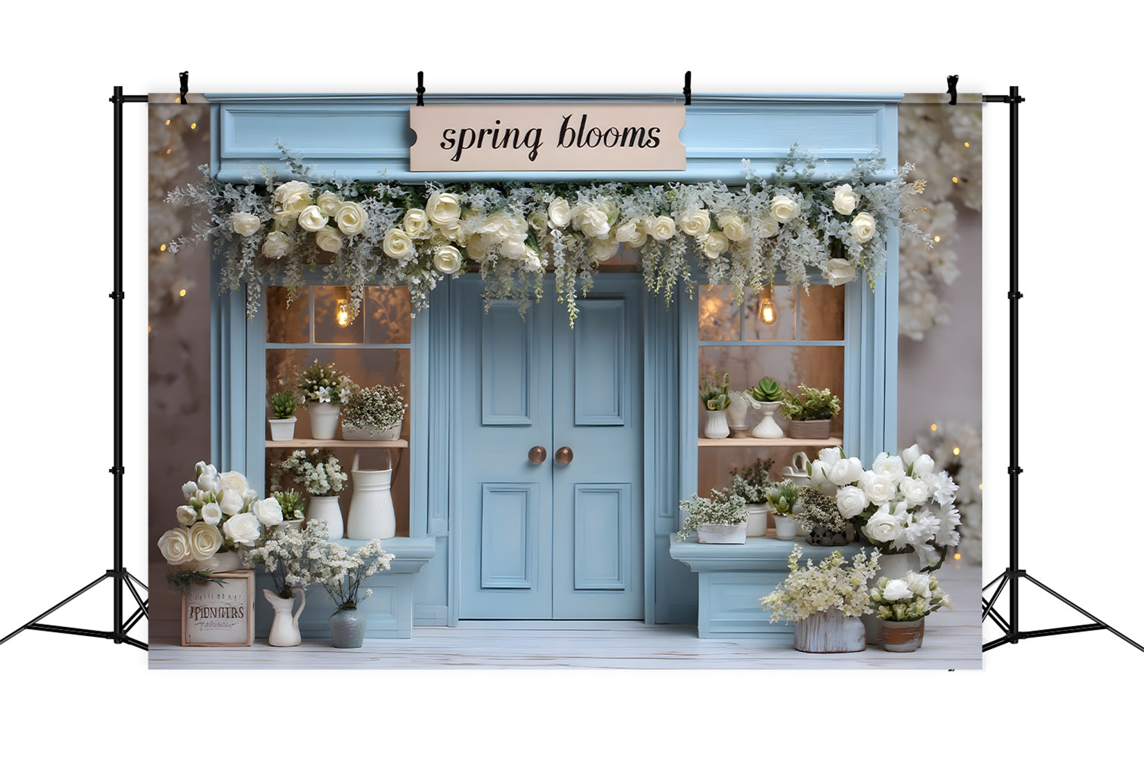 Fond Studio Pâques Boutique Floraison Printemps Bleue Par Magali