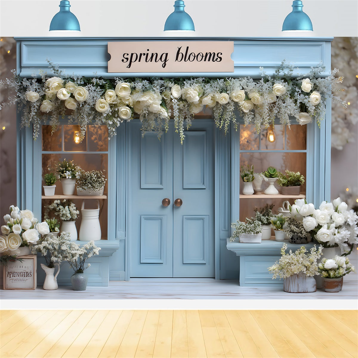 Fond Studio Pâques Boutique Floraison Printemps Bleue Par Magali