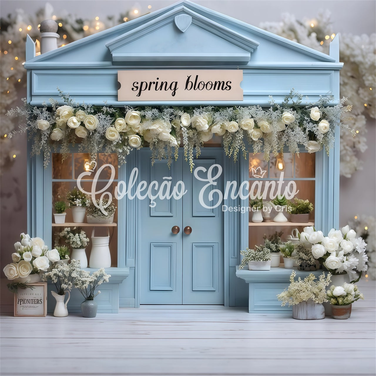 Fond Studio Pâques Boutique Floraison Printemps Bleue Par Magali