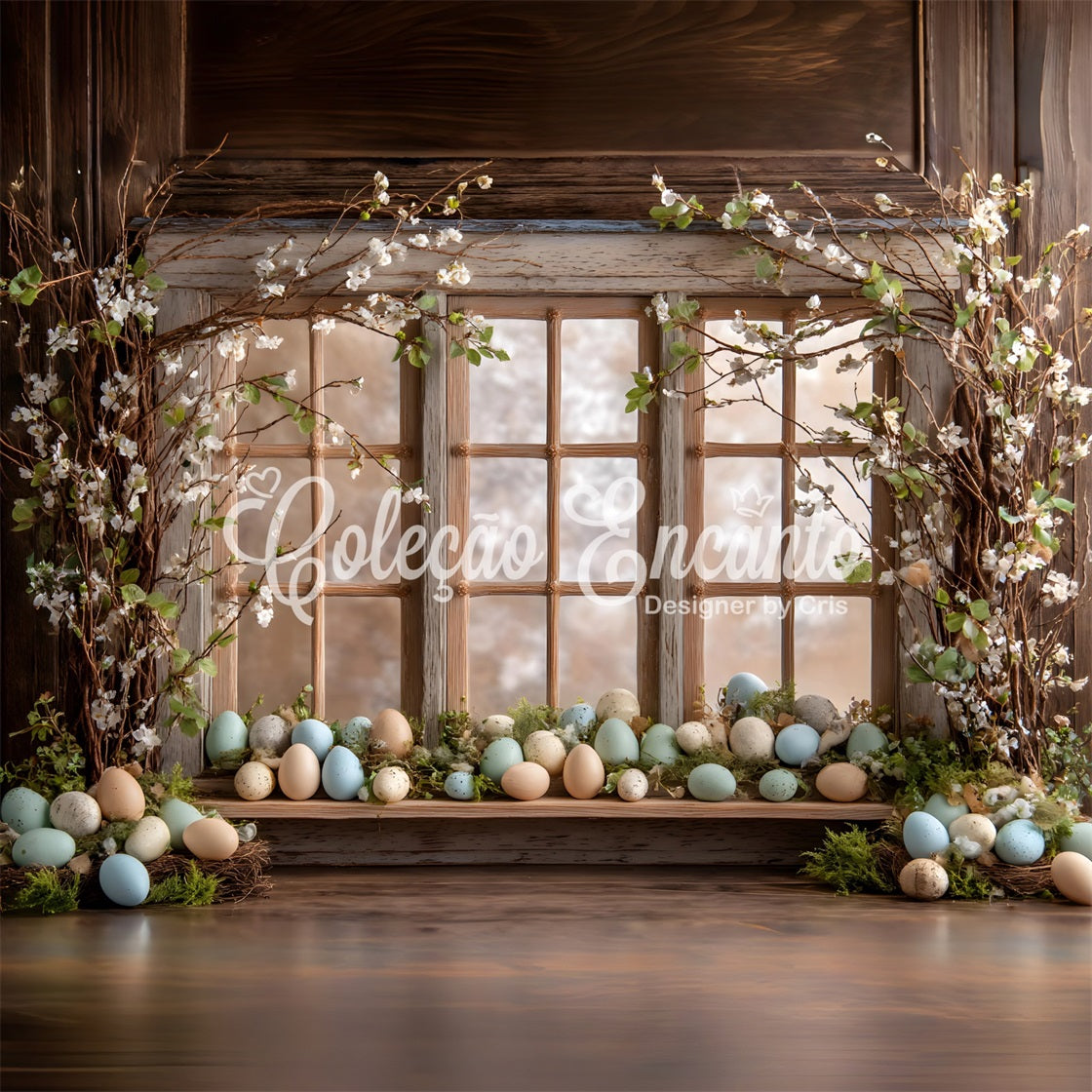 Fond Photo Pâques Fenêtre Rustique Fleurs Épanouies Par Magali