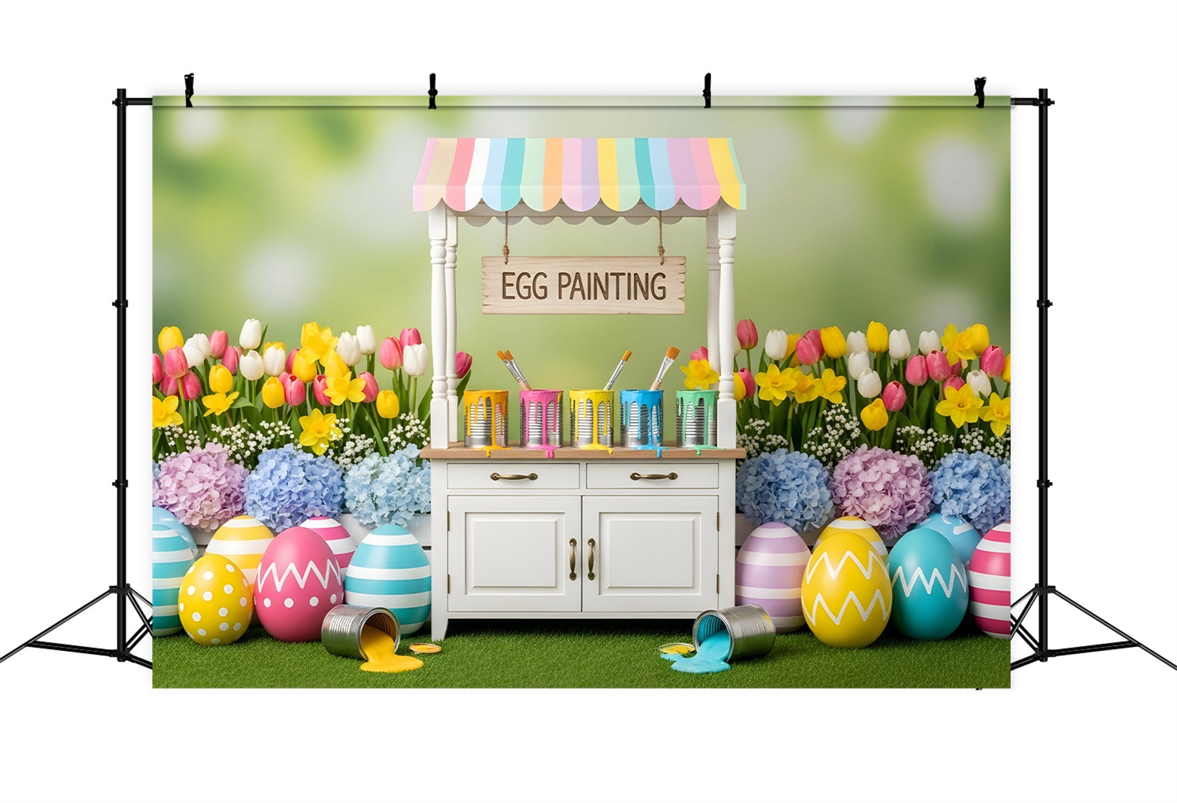 Fond Studio Pâques Étal Peinture Œufs Fleurs Par Magali