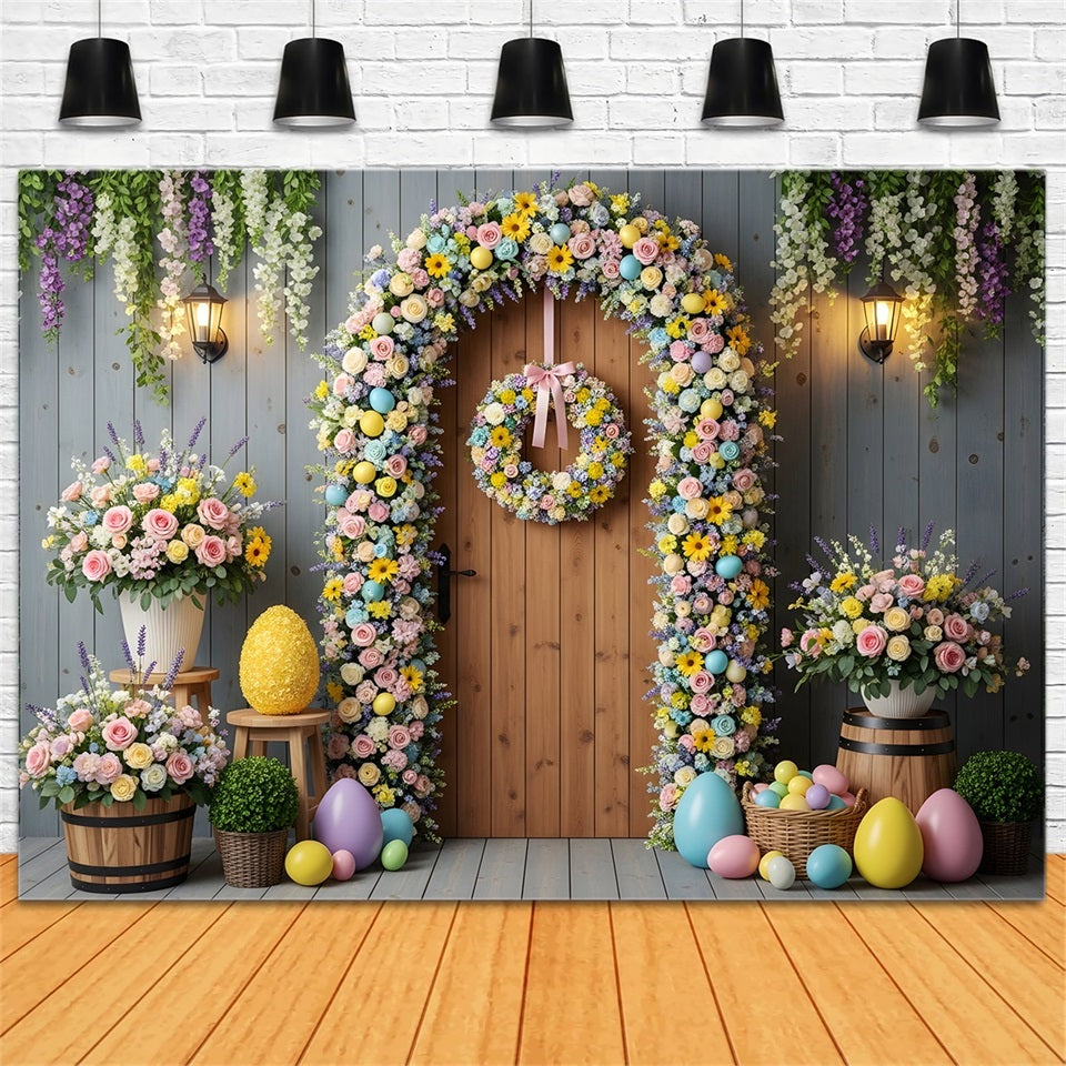 Toile de fond Pâques Porte Arche Œufs Floraux Par Magali