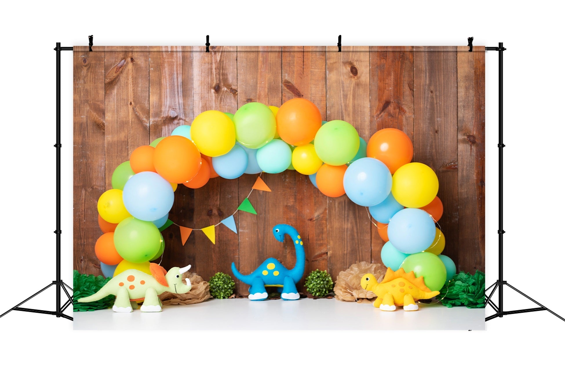 Fond Studio Nouveau-né Arche Fête Dinosaures Ballons Colorés Par Magali