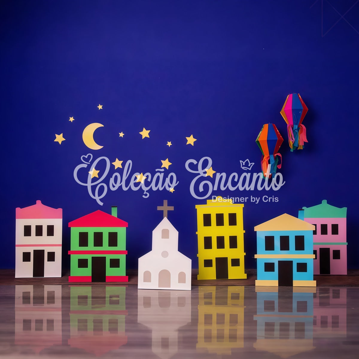 Fond Studio Nouveau-né Village Papier Nuit Étoilée Par Magali
