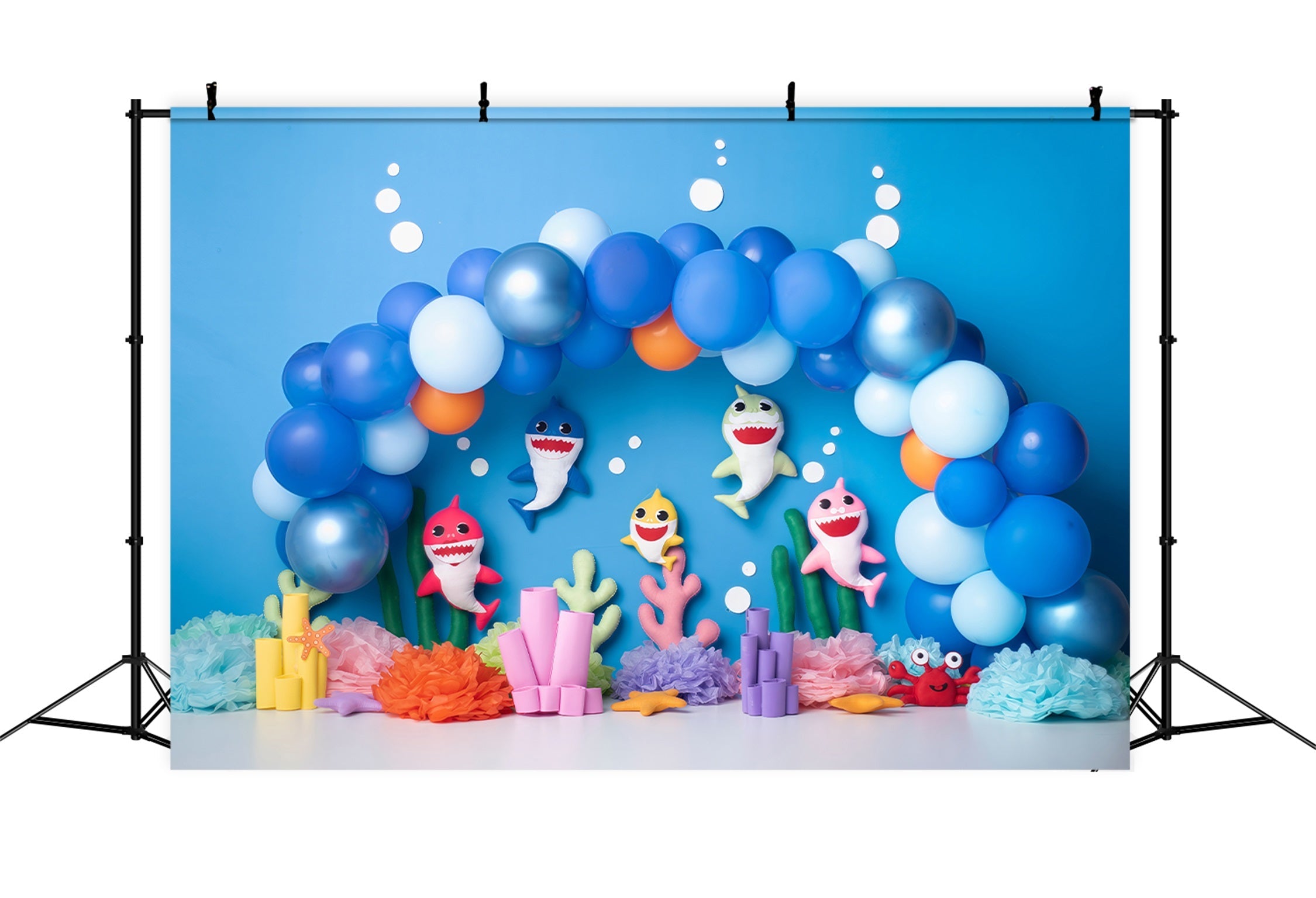 Fond Photo Nouveau-né Fête Corail Requin Bleu Ballons Par Magali