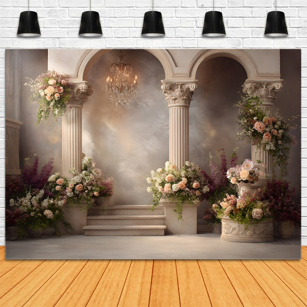 Fond Studio Fête des Mères Colonnes Pierre Classiques Florales Par Magali
