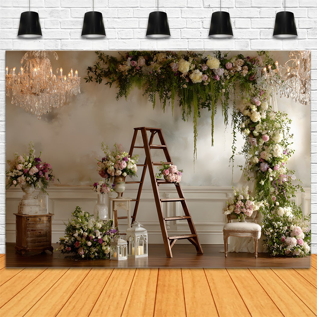 Toile de fond Fête des Mères Arche Florale Luxuriante Avec Échelle Par Magali