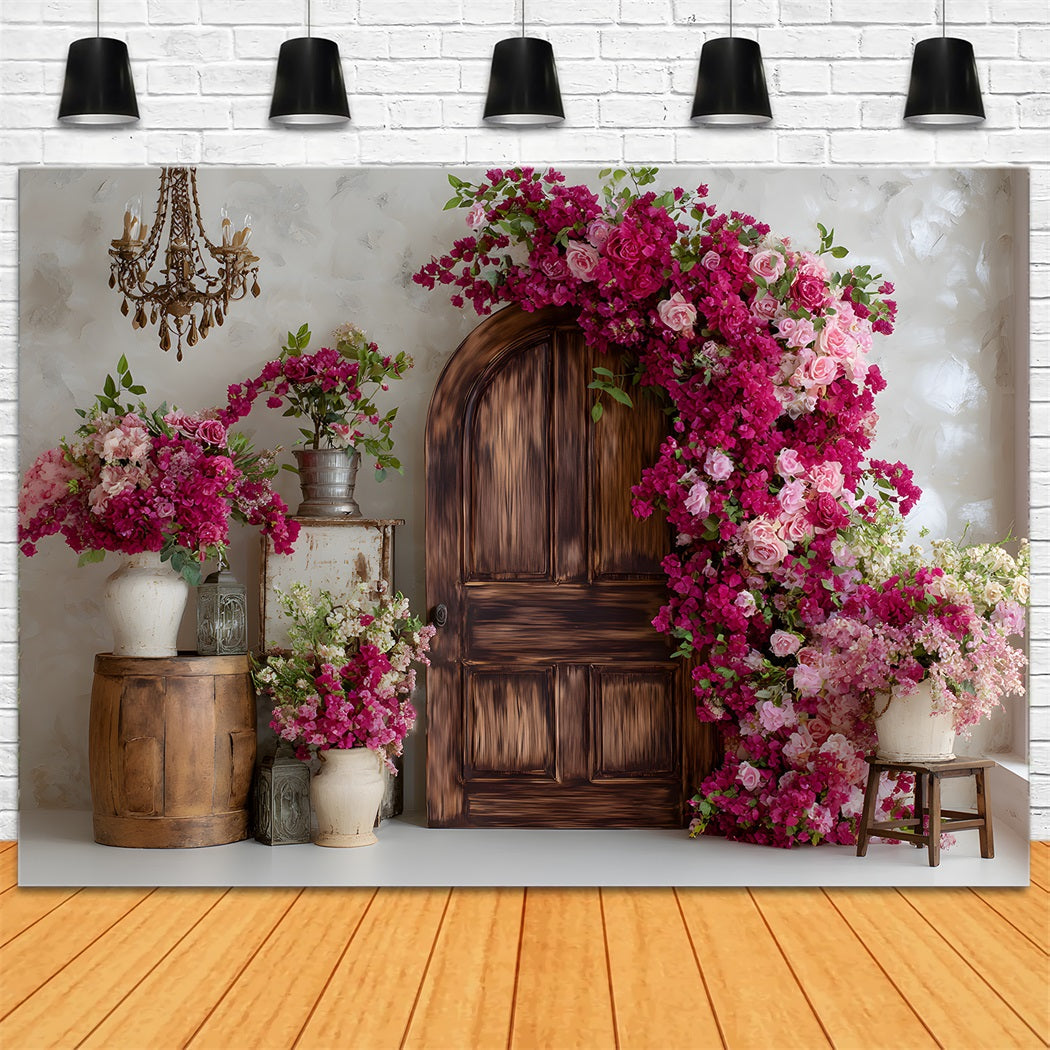 Fond Studio Fête des Mères Cadre Porte Bougainvilliers Floraux Par Magali