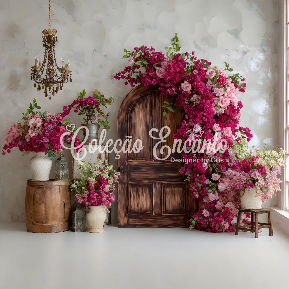 Fond Studio Fête des Mères Cadre Porte Bougainvilliers Floraux Par Magali