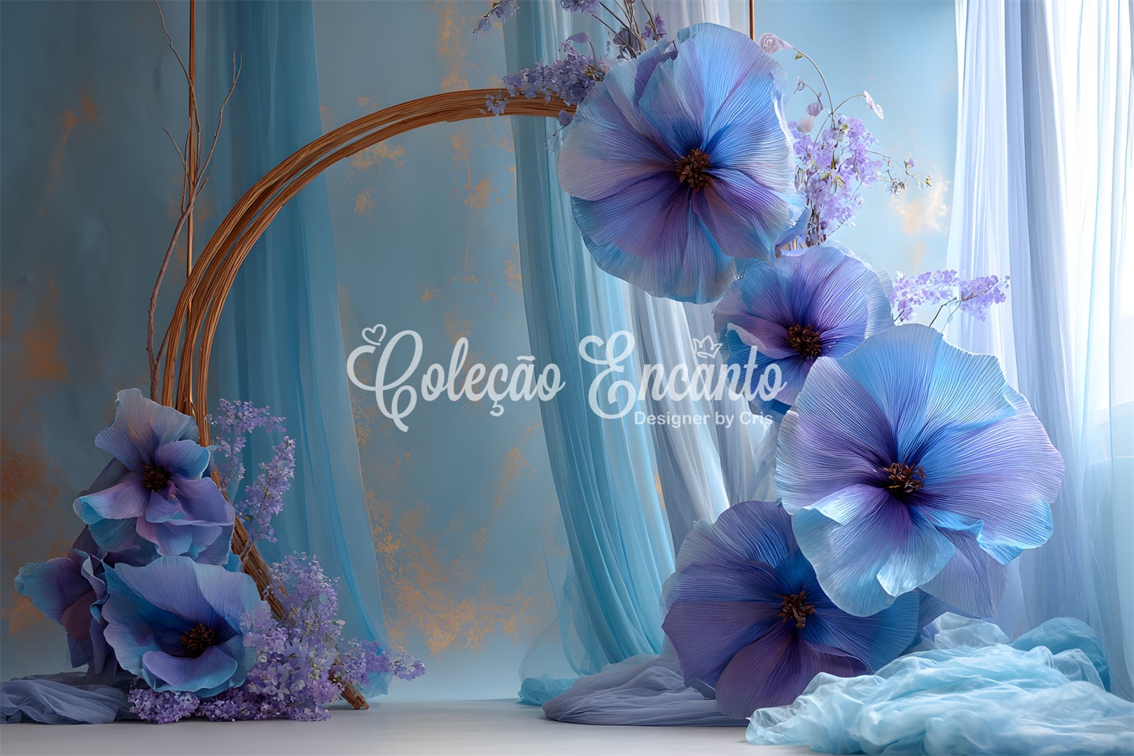Toile de fond Fête des Mères Arche Florale Violette Papillons Par Magali