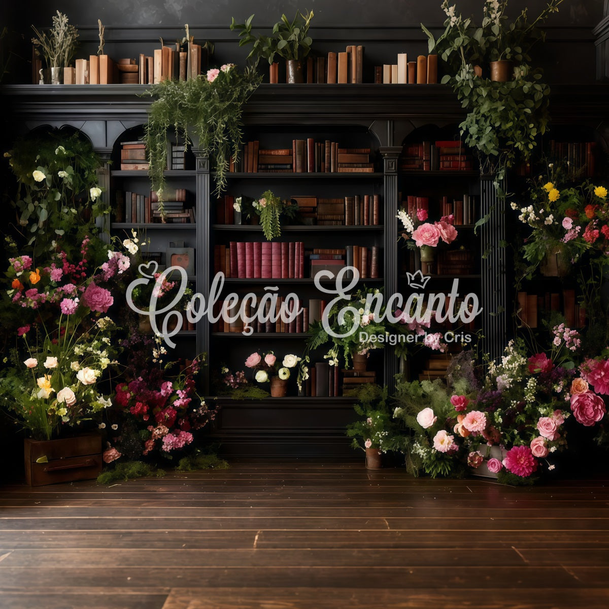 Fond Studio Fête des Mères Étagère Livres Fleurs Par Magali