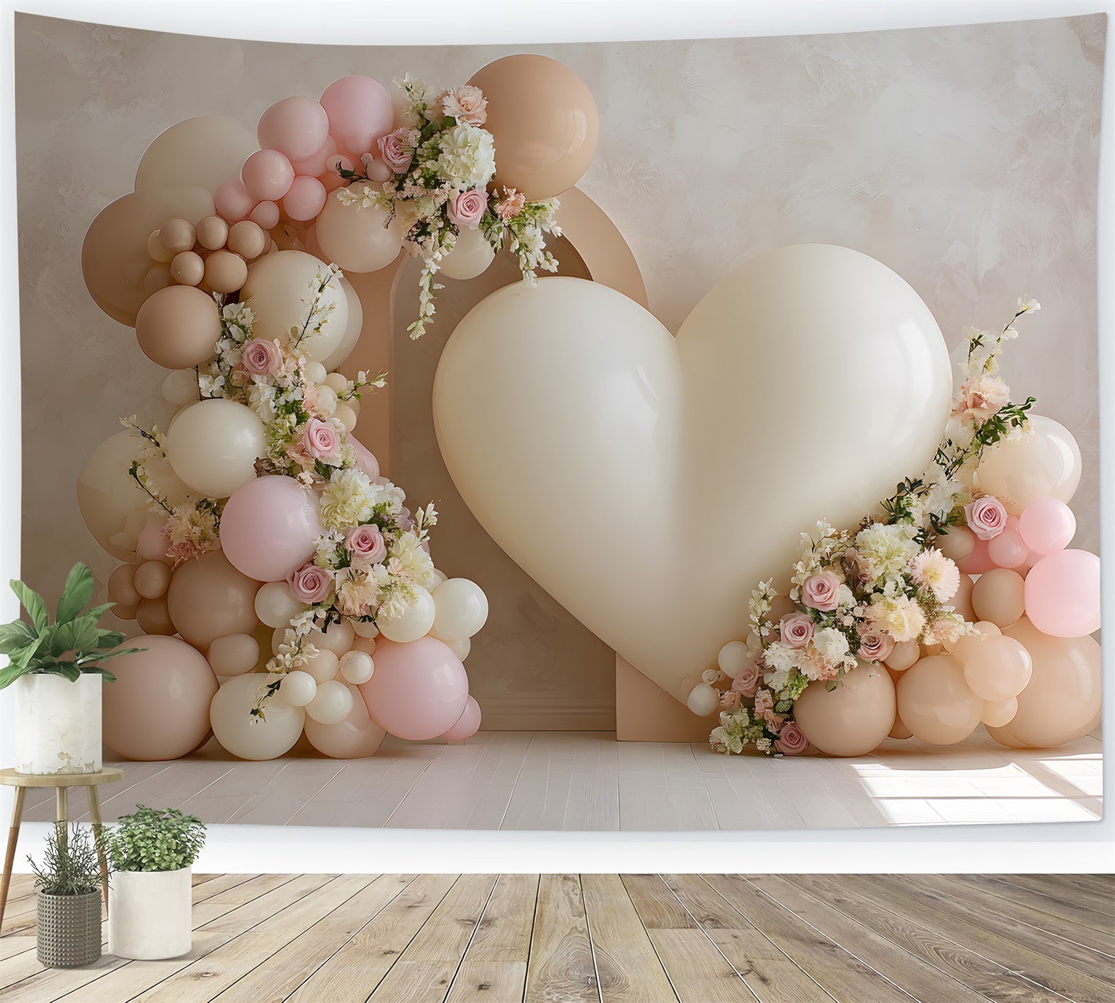 Fond Studio Fête des Mères Cœur Roses Fleurs Par Magali