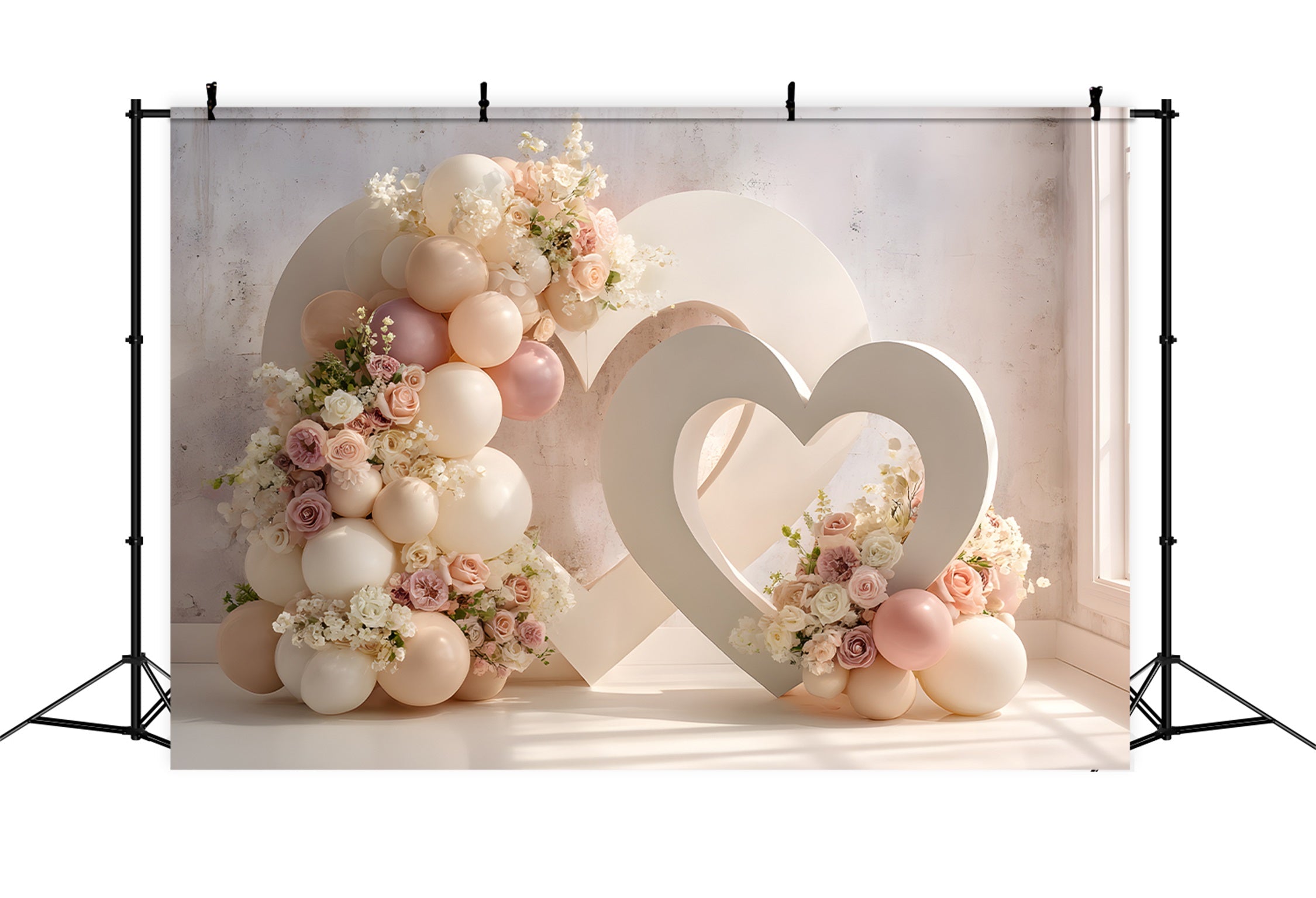 Toile de fond Studio Fête des Mères Ballons Cœur Fleurs Par Magali