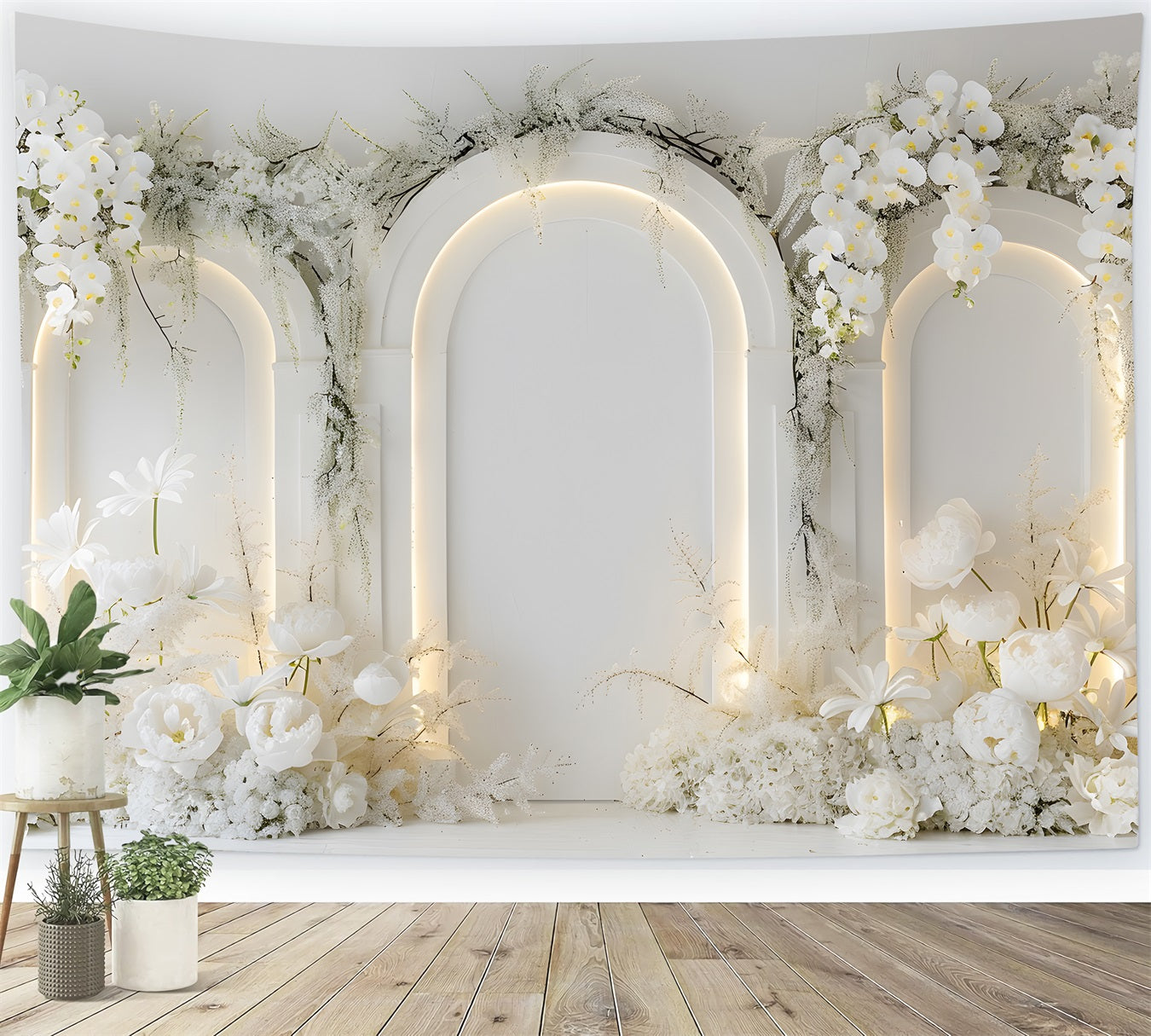 Fond Photo Fête des Mères Arche Florale Blanche Pivoines Par Magali