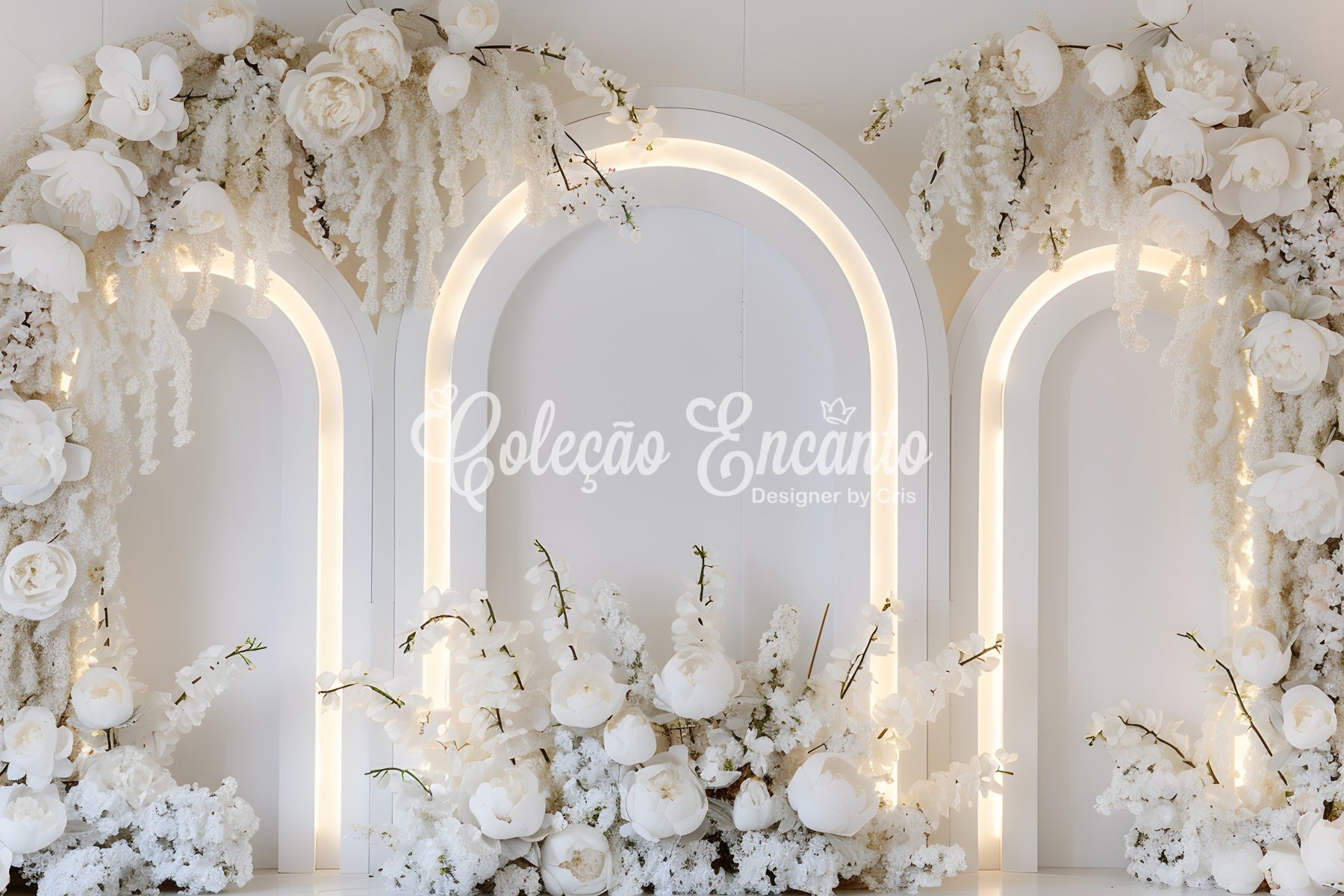 Fond Photo Fête des Mères Arche Florale Fleurs Blanches Pures Par Magali