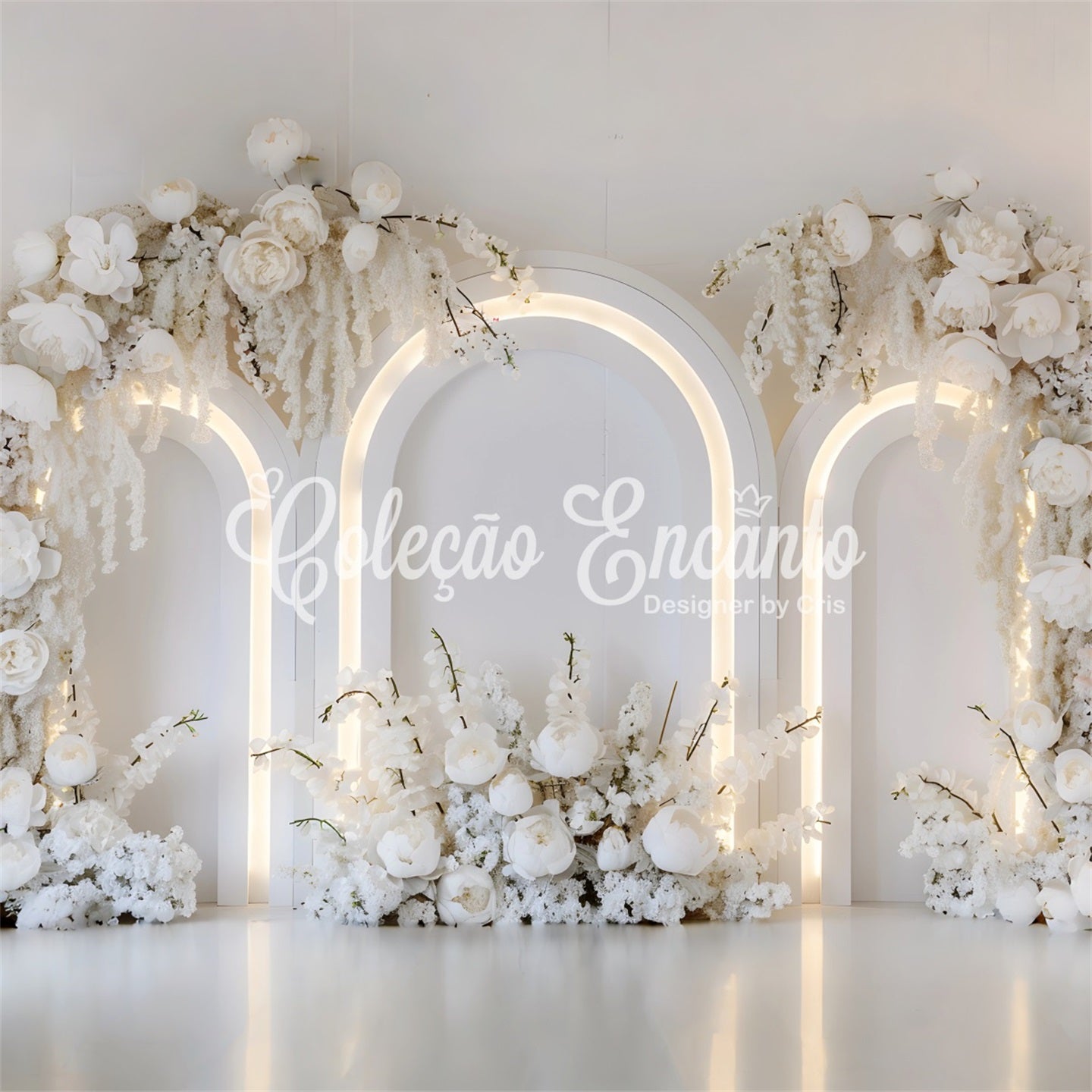 Fond Photo Fête des Mères Arche Florale Fleurs Blanches Pures Par Magali