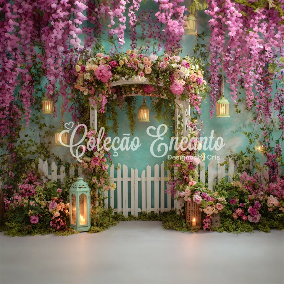 Toile de fond Photo Fête des Mères Entrée Lanternes Fleurs Par Magali