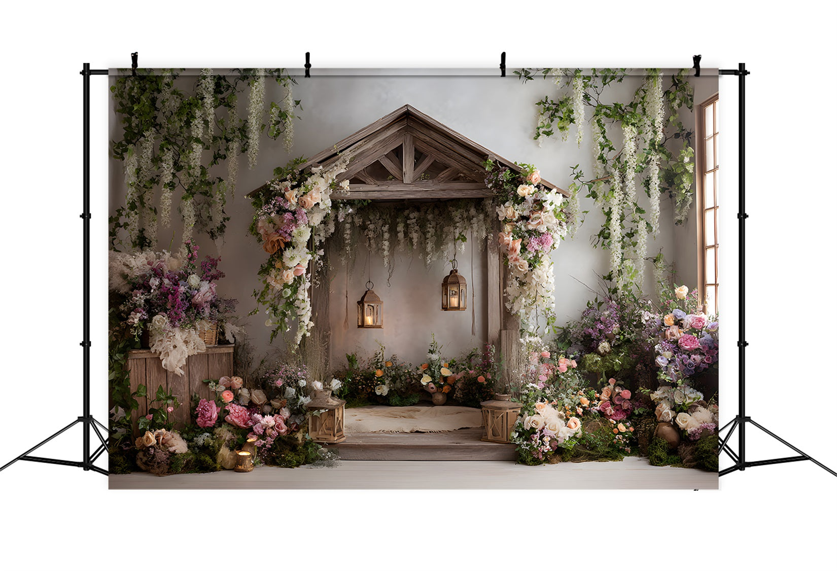 Fond Photo Fête des Mères Pavillon Bois Rustique Fleurs Par Magali