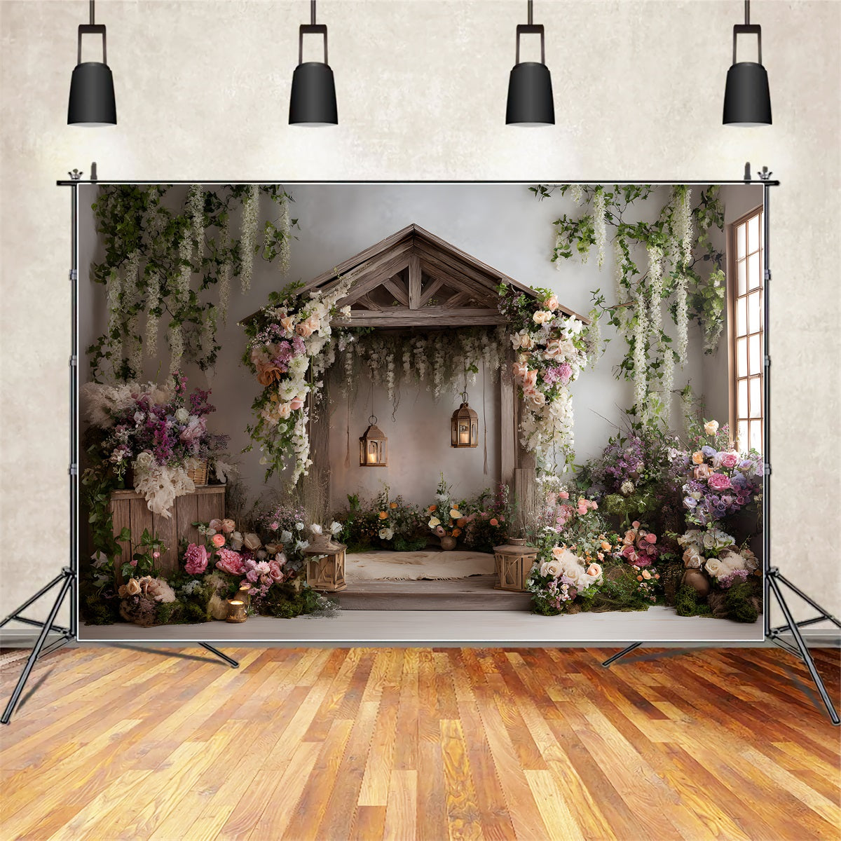 Fond Photo Fête des Mères Pavillon Bois Rustique Fleurs Par Magali