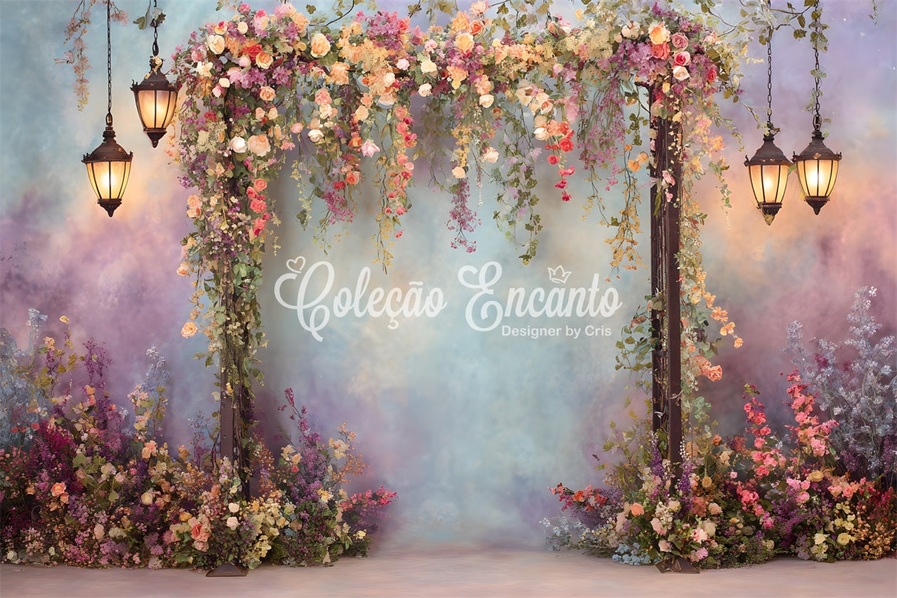 Fond Studio Fête des Mères Portail Floral Lanternes Colorées Par Magali