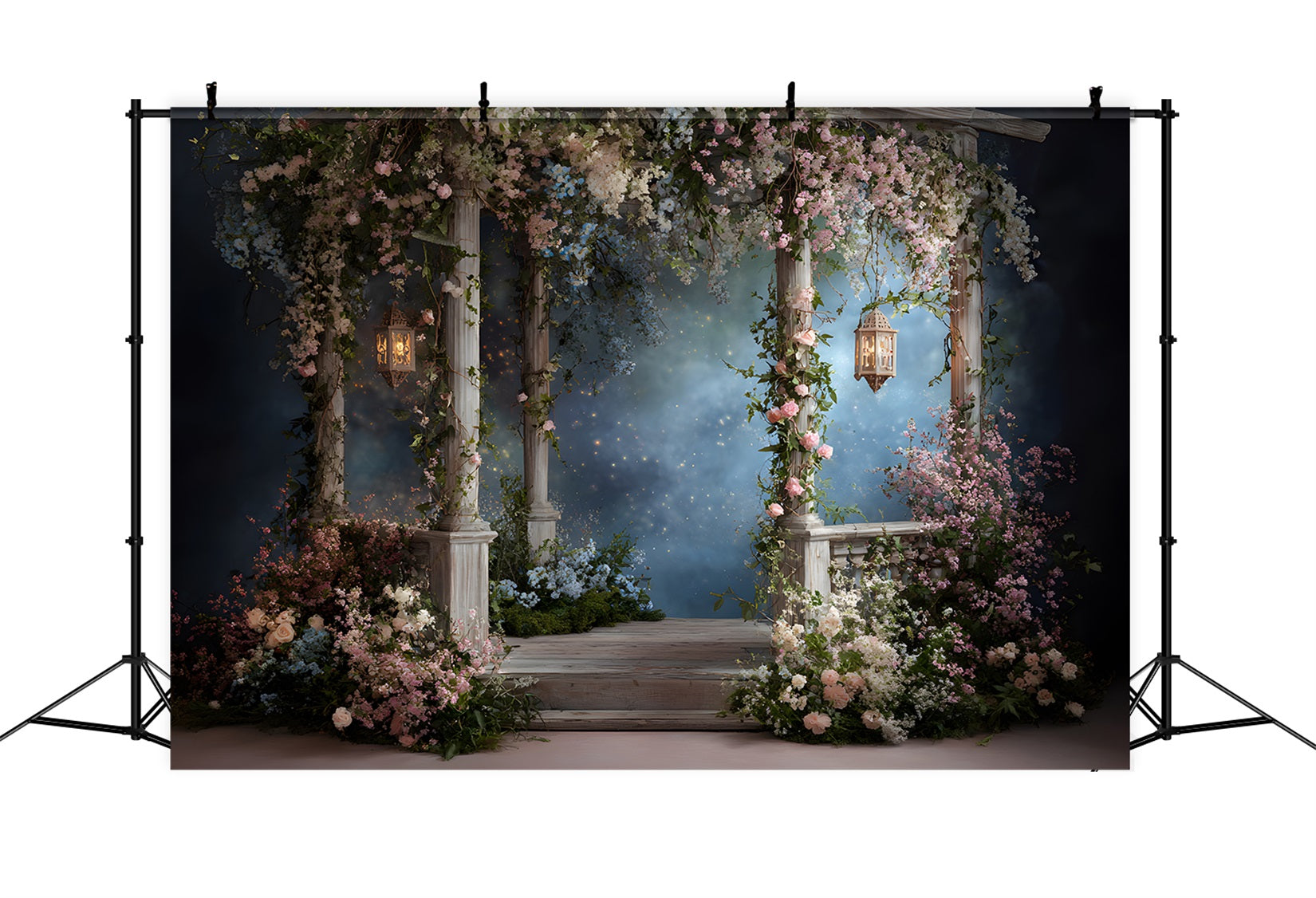 Toile de fond Fête des Mères Arche Florale Lanternes Fantaisie Par Magali