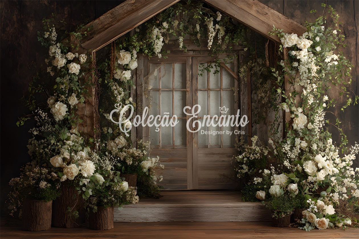 Fond Photo Fête des Mères Entrée Porte Bois Fleurs Fraîches Par Magali