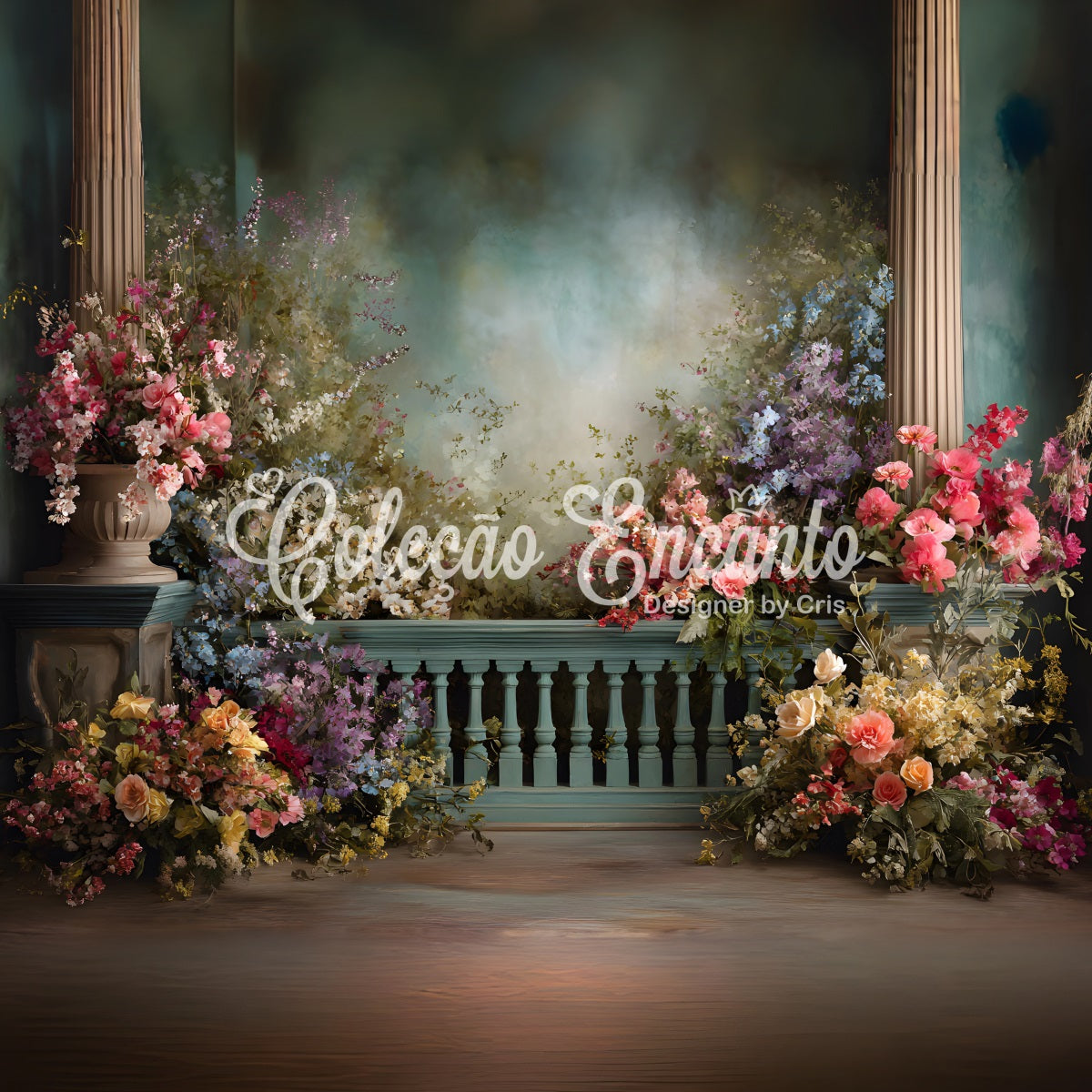 Toile de fond Studio Fête des Mères Portail Jardin Colonnes Florales Par Magali