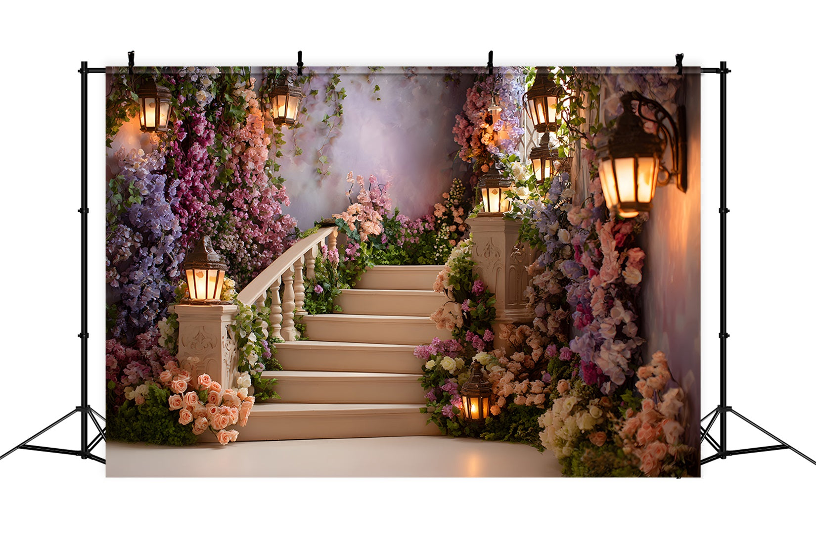 Toile de fond Fête des Mères Chemin Lanternes Fleurs Fantaisie Par Magali