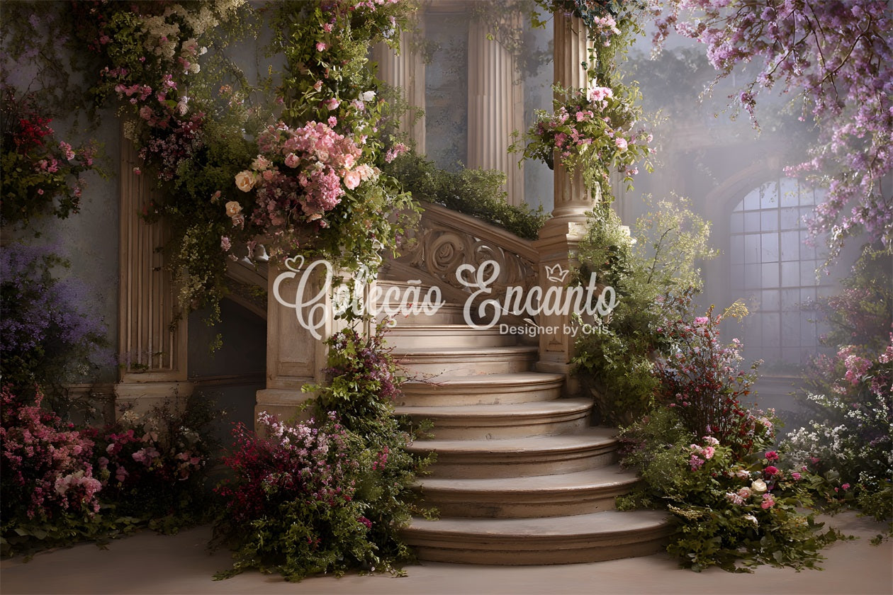 Toile de fond Photo Fête des Mères Escalier Jardin Floral Romantique Par Magali
