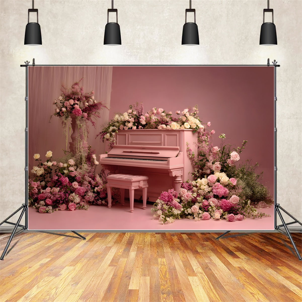Toile de fond Studio Fête des Mères Piano Roses Florales Roses Par Magali