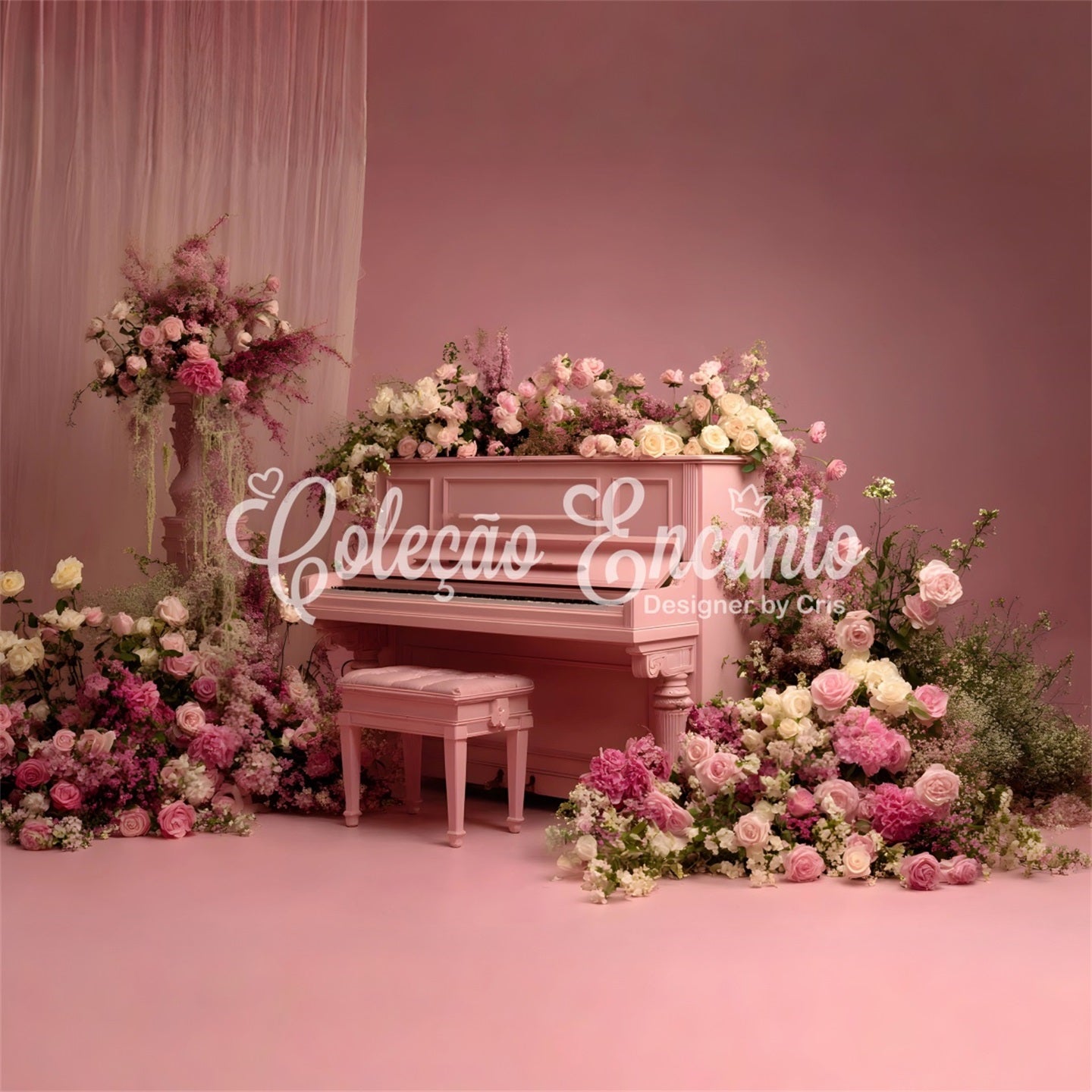 Toile de fond Studio Fête des Mères Piano Roses Florales Roses Par Magali
