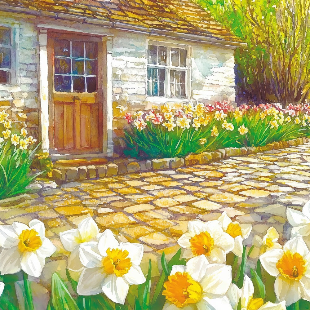 Toile de Fond Jonquille Cottage Rustique Fleurs Jaunes CJJ2-11