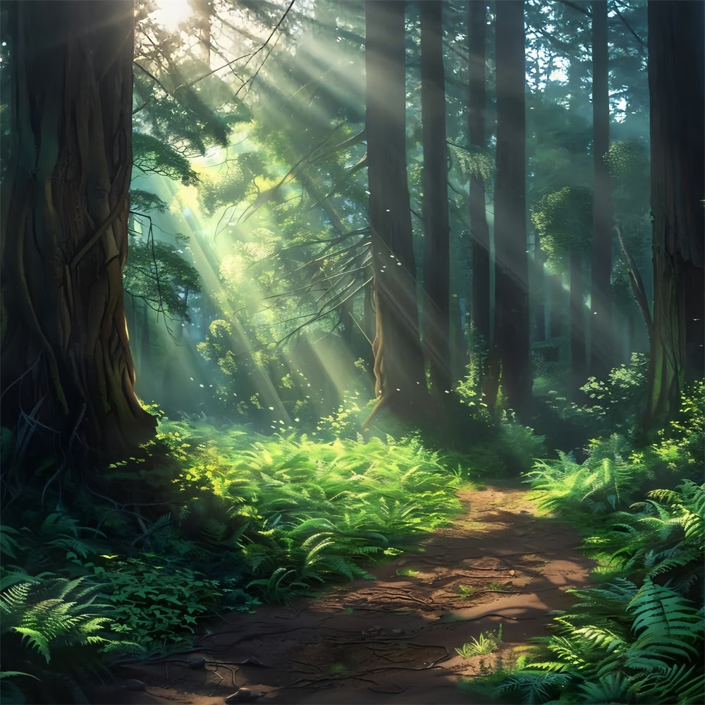 Toile de Fond Forêt Nature Rêveuse Sentier Lumière CJJ2-137