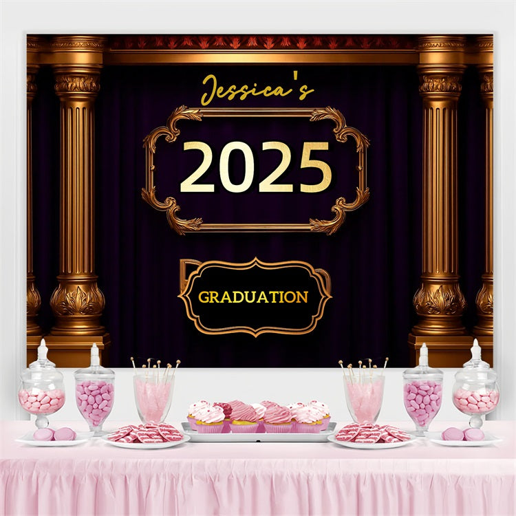 Toile de fond de remise des diplômes Décor royal classique personnalisé 2025 CJJ3-282