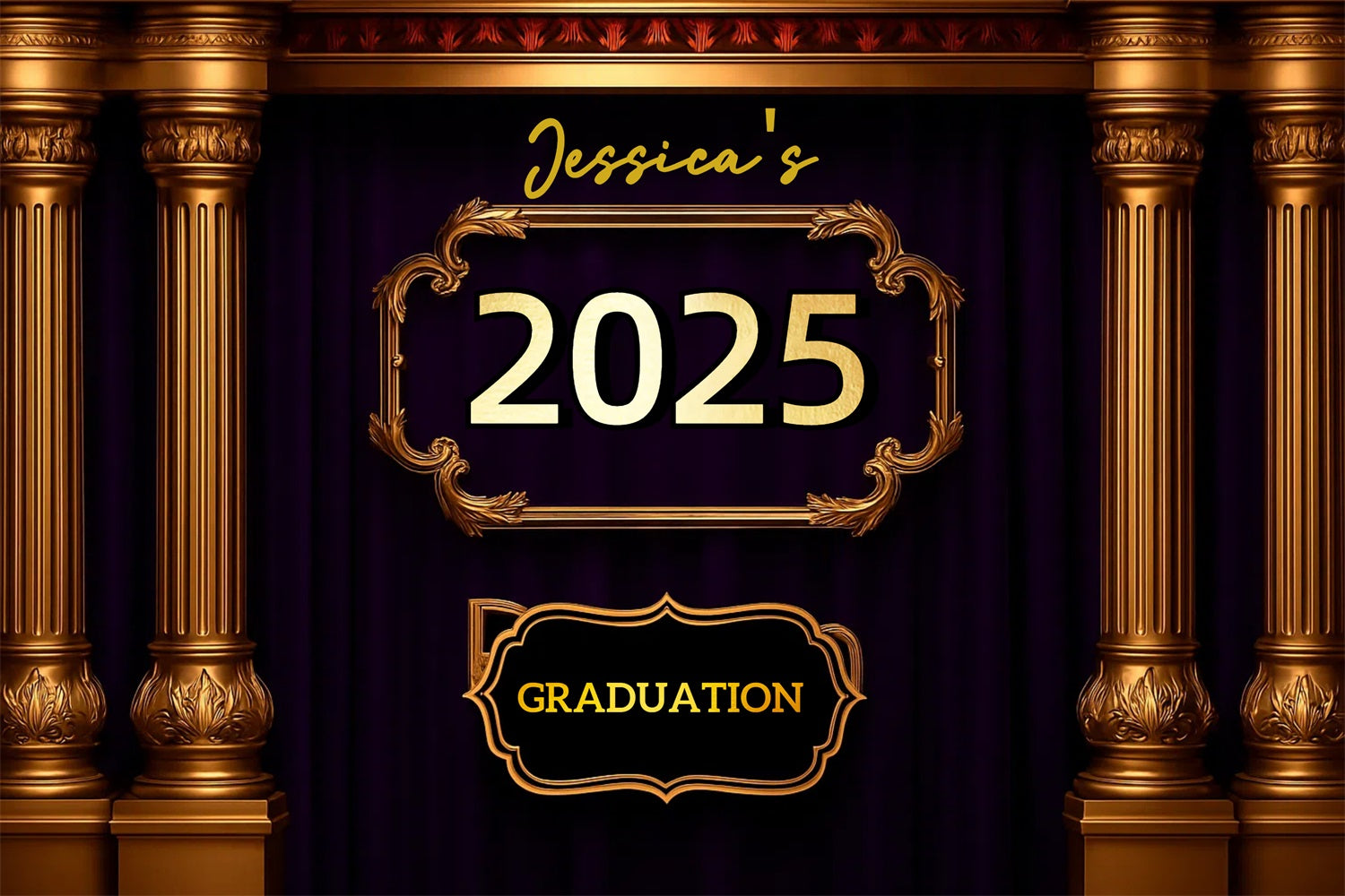Toile de fond de remise des diplômes Décor royal classique personnalisé 2025 CJJ3-282