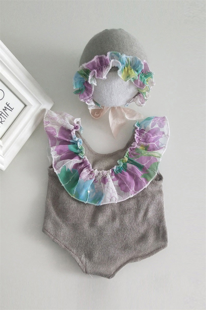 Accessoires pour la photographie de nouveau-nés robe une pièce en dentelle pour bébé fille (avec coiffe assortie) CL5